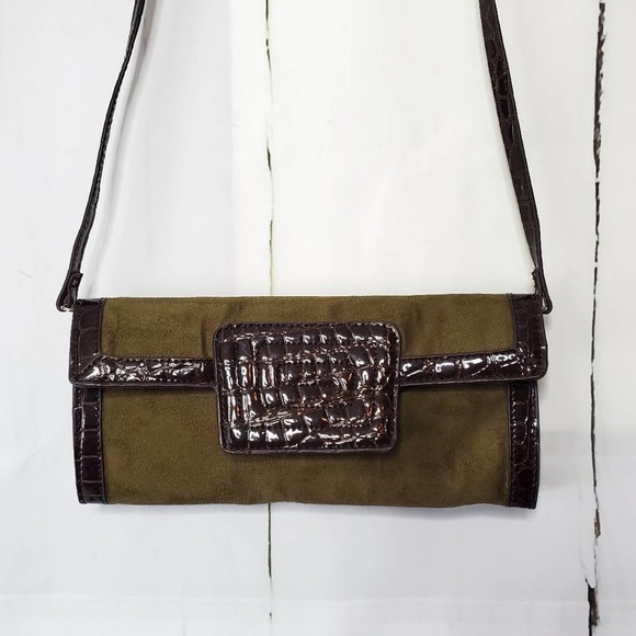 Sondra Roberts Handbags - Sondra Roberts Squared Embossed Leather Clutch Bag